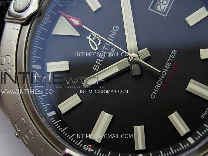 Avenger Chronometer 42mm SS BLSF 1:1 Best Edition Black Dial On Black Nylon Strap A2824