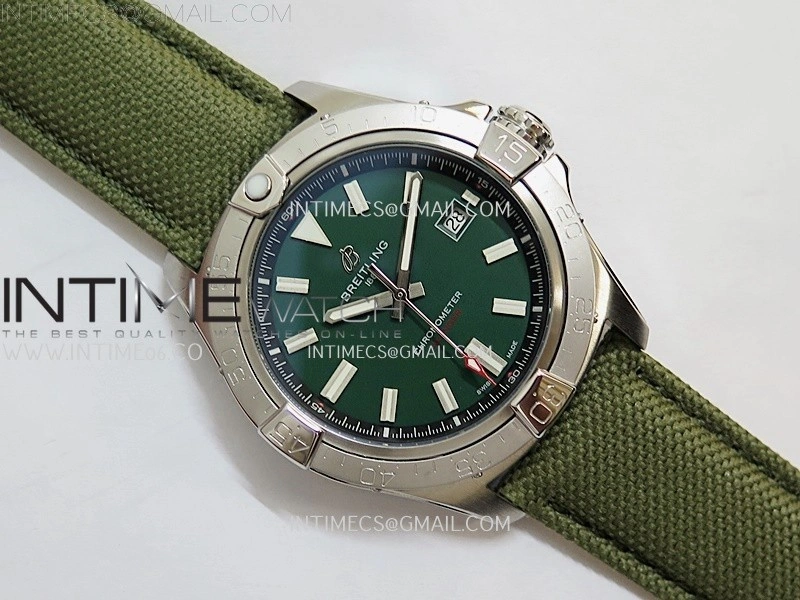 Avenger Chronometer 42mm SS BLSF 1:1 Best Edition Green Dial On Green Nylon Strap A2824