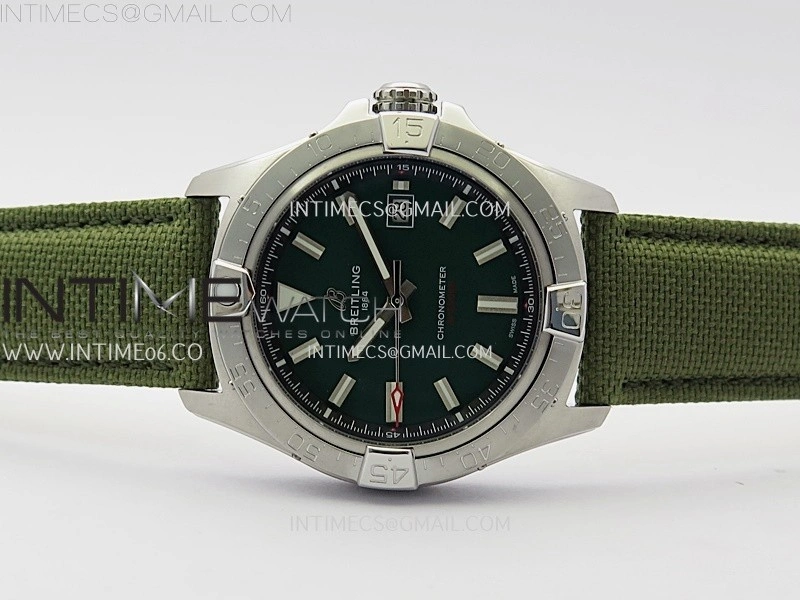 Avenger Chronometer 42mm SS BLSF 1:1 Best Edition Green Dial On Green Nylon Strap A2824