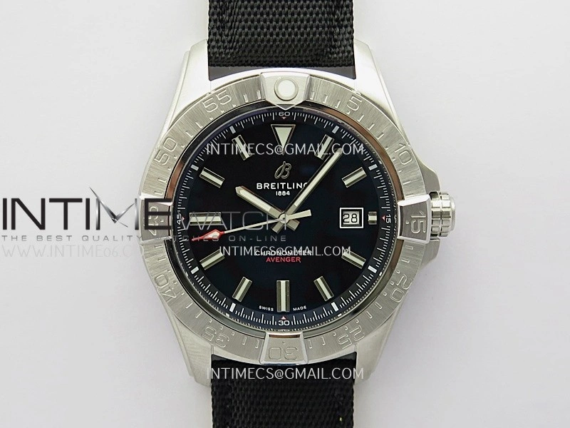 Avenger Chronometer 45mm SS B50F 1:1 Best Edition Black Dial On Black Nylon Strap A2824