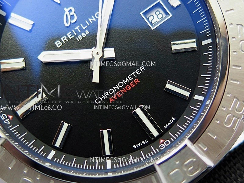 Avenger Chronometer 45mm SS B50F 1:1 Best Edition Black Dial On Black Nylon Strap A2824