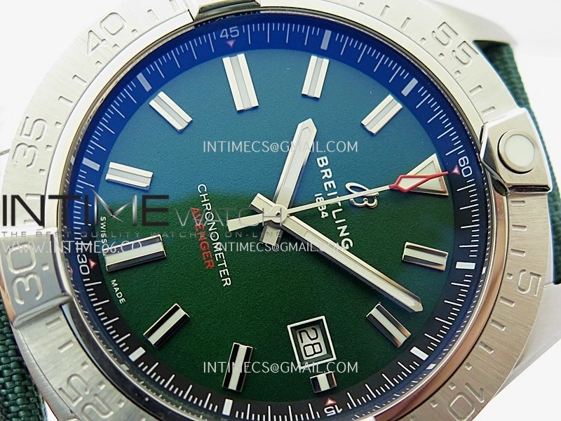 Avenger Chronometer 45mm SS B50F 1:1 Best Edition Green Dial On Green Nylon Strap A2824
