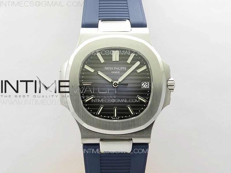 Nautilus Jumbo 5711 Super Replication PPF 1:1 Best Edition Blue Textured Dial on Blue Rubber Strap PPF324