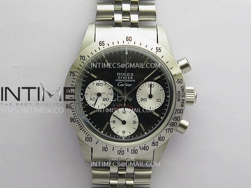 Daytona 6262 Cartier SS MSF Best Edition Black Dial Silver Subdials On SS Jubilee Bracelet Venus 75