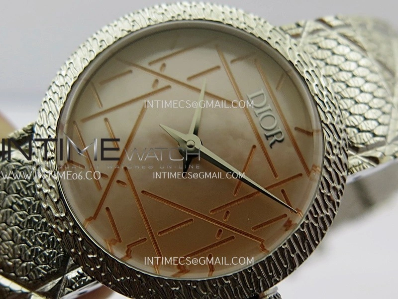 La D de Dior Satine 25mm SS 8848F 1:1 Best Edition Pink MOP Dial On SS bracelet Swiss Quartz