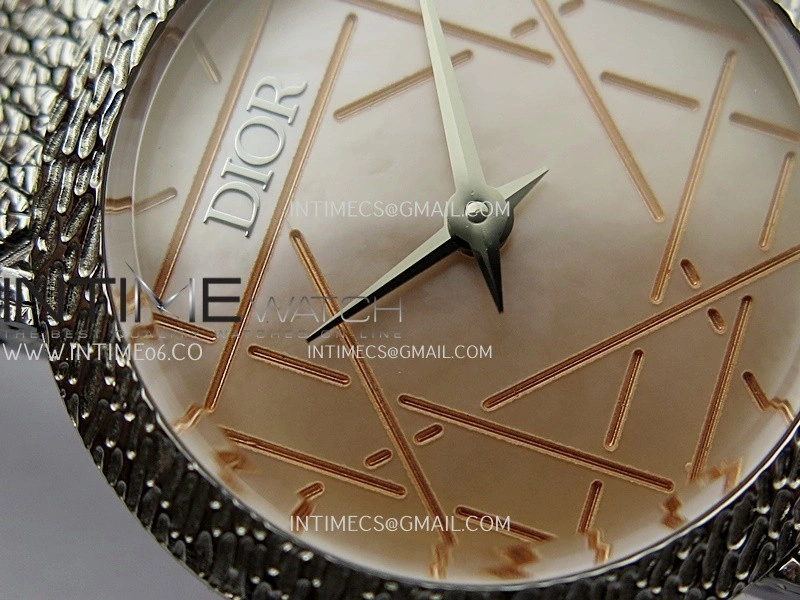 La D de Dior Satine 25mm SS 8848F 1:1 Best Edition Pink MOP Dial On SS bracelet Swiss Quartz