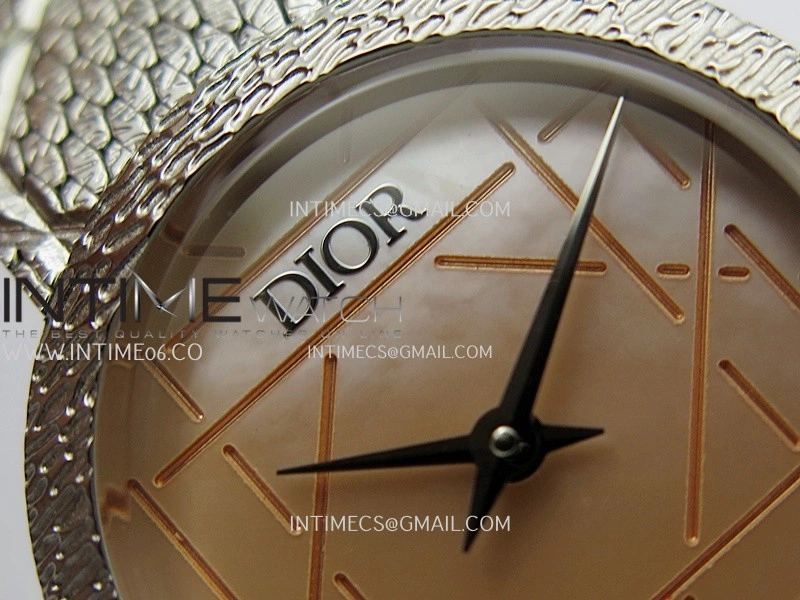 La D de Dior Satine 25mm SS 8848F 1:1 Best Edition Pink MOP Dial On SS bracelet Swiss Quartz