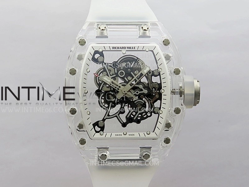 RM055 Transparent White Inner Sonic Best Edition Skeleton Dial On Transparent Rubber Strap RMUL2 Super Clone