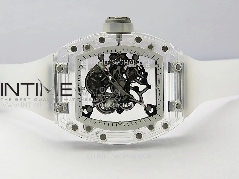 RM055 Transparent White Inner Sonic Best Edition Skeleton Dial On Transparent Rubber Strap RMUL2 Super Clone
