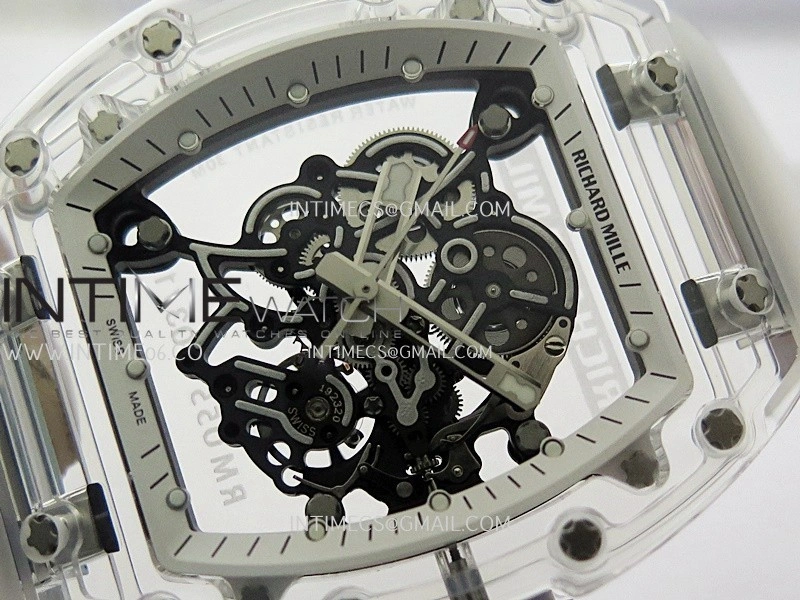 RM055 Transparent White Inner Sonic Best Edition Skeleton Dial On Transparent Rubber Strap RMUL2 Super Clone