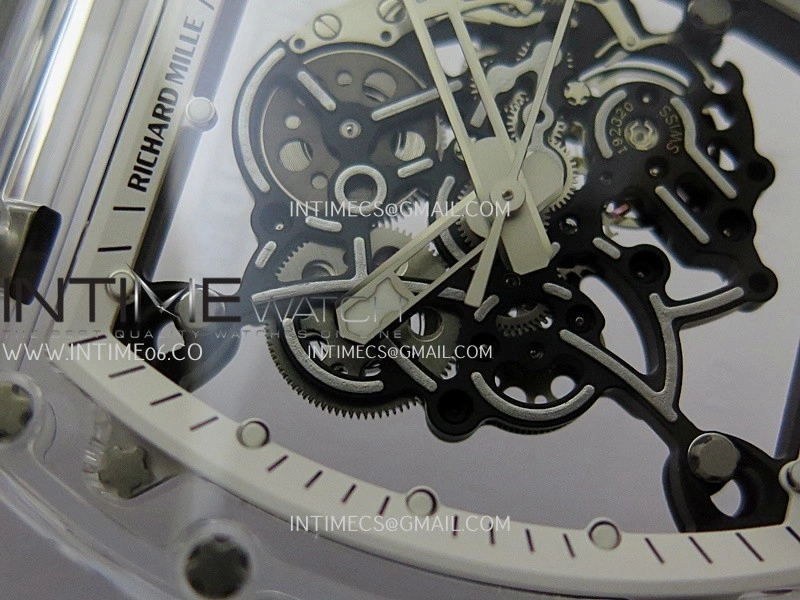 RM055 Transparent White Inner Sonic Best Edition Skeleton Dial On Transparent Rubber Strap RMUL2 Super Clone