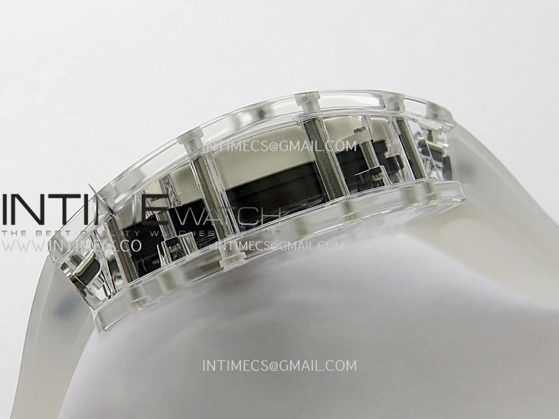 RM055 Transparent White Inner Sonic Best Edition Skeleton Dial On Transparent Rubber Strap RMUL2 Super Clone