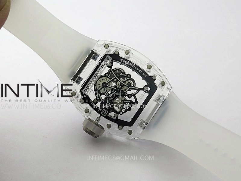 RM055 Transparent White Inner Sonic Best Edition Skeleton Dial On Transparent Rubber Strap RMUL2 Super Clone