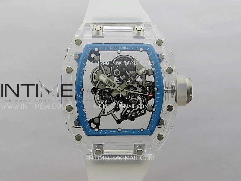 RM055 Transparent Blue Inner Sonic Best Edition Skeleton Dial On Transparent Rubber Strap RMUL2 Super Clone