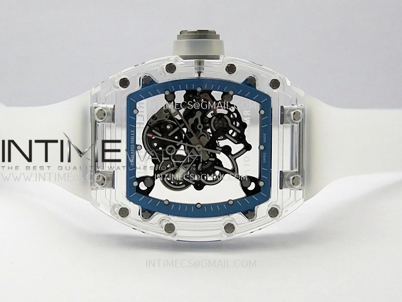 RM055 Transparent Blue Inner Sonic Best Edition Skeleton Dial On Transparent Rubber Strap RMUL2 Super Clone