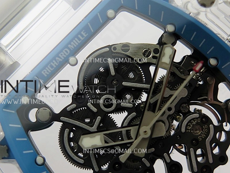 RM055 Transparent Blue Inner Sonic Best Edition Skeleton Dial On Transparent Rubber Strap RMUL2 Super Clone