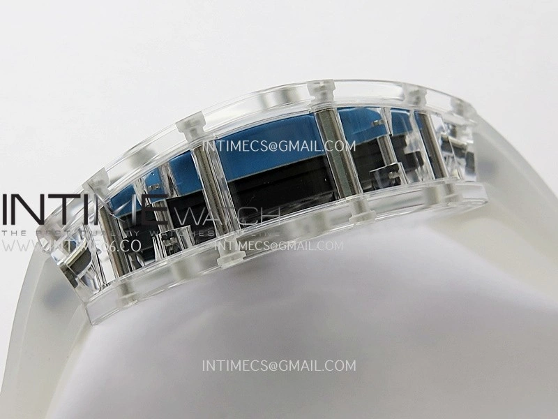 RM055 Transparent Blue Inner Sonic Best Edition Skeleton Dial On Transparent Rubber Strap RMUL2 Super Clone