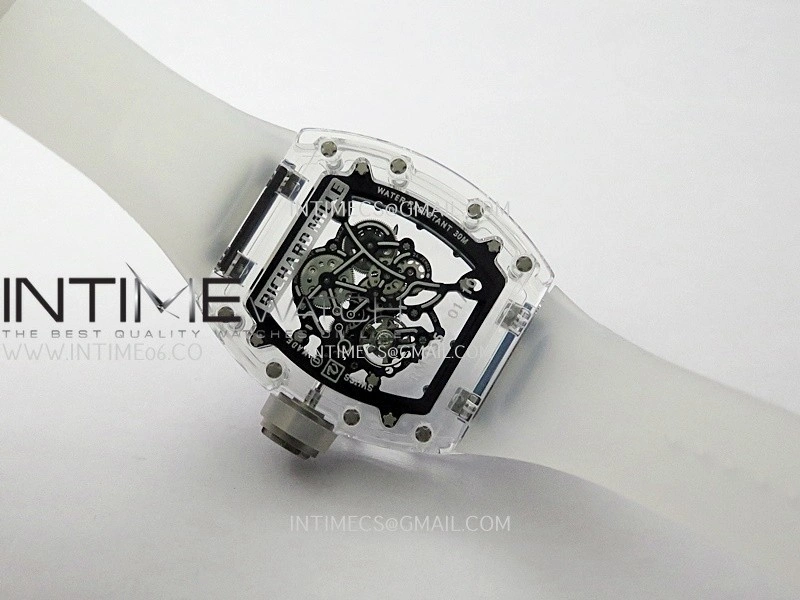 RM055 Transparent Blue Inner Sonic Best Edition Skeleton Dial On Transparent Rubber Strap RMUL2 Super Clone