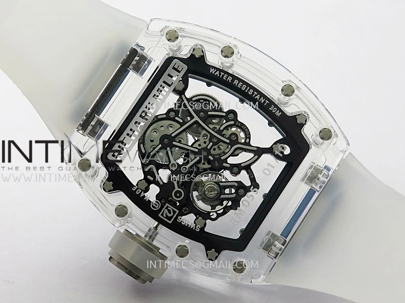 RM055 Transparent Blue Inner Sonic Best Edition Skeleton Dial On Transparent Rubber Strap RMUL2 Super Clone