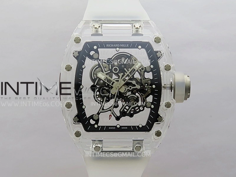 RM055 Transparent Black Inner Sonic Best Edition Skeleton Dial On Transparent Rubber Strap RMUL2 Super Clone
