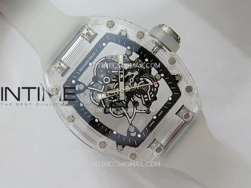 RM055 Transparent Black Inner Sonic Best Edition Skeleton Dial On Transparent Rubber Strap RMUL2 Super Clone
