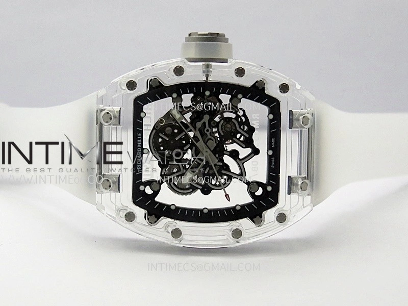 RM055 Transparent Black Inner Sonic Best Edition Skeleton Dial On Transparent Rubber Strap RMUL2 Super Clone