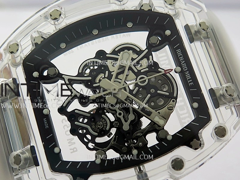 RM055 Transparent Black Inner Sonic Best Edition Skeleton Dial On Transparent Rubber Strap RMUL2 Super Clone