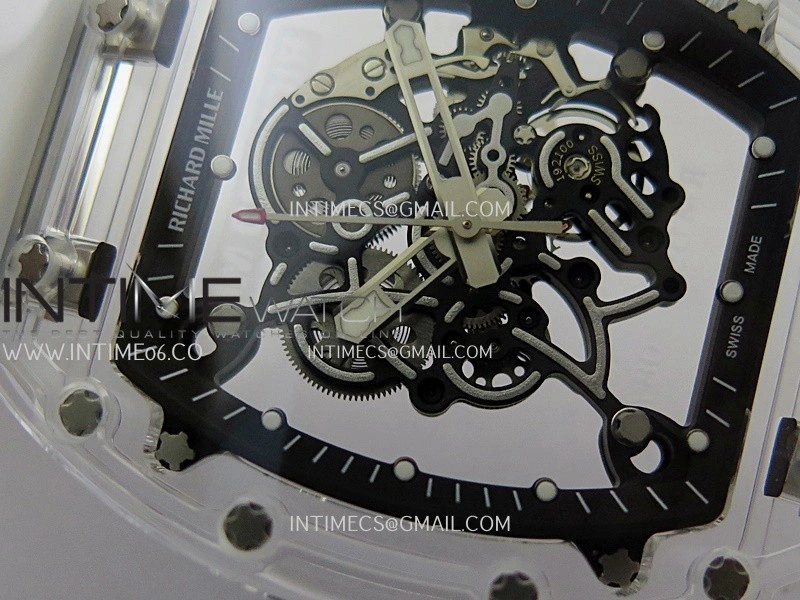 RM055 Transparent Black Inner Sonic Best Edition Skeleton Dial On Transparent Rubber Strap RMUL2 Super Clone