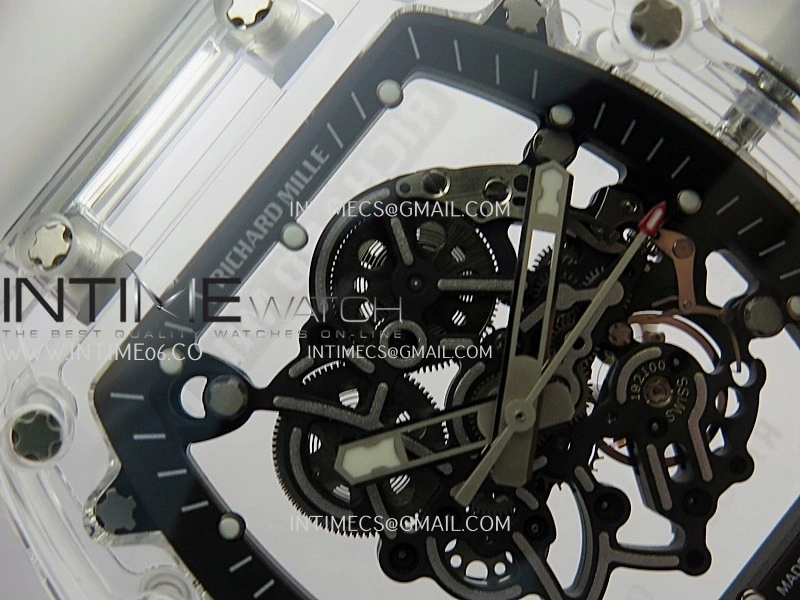 RM055 Transparent Black Inner Sonic Best Edition Skeleton Dial On Transparent Rubber Strap RMUL2 Super Clone