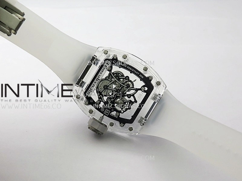 RM055 Transparent Black Inner Sonic Best Edition Skeleton Dial On Transparent Rubber Strap RMUL2 Super Clone