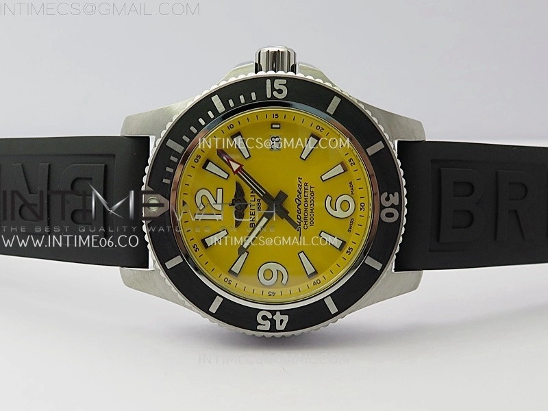 SuperOcean Automatic 46mm TF 1:1 Best Edition Yellow Dial on Black Rubber Strap A2824