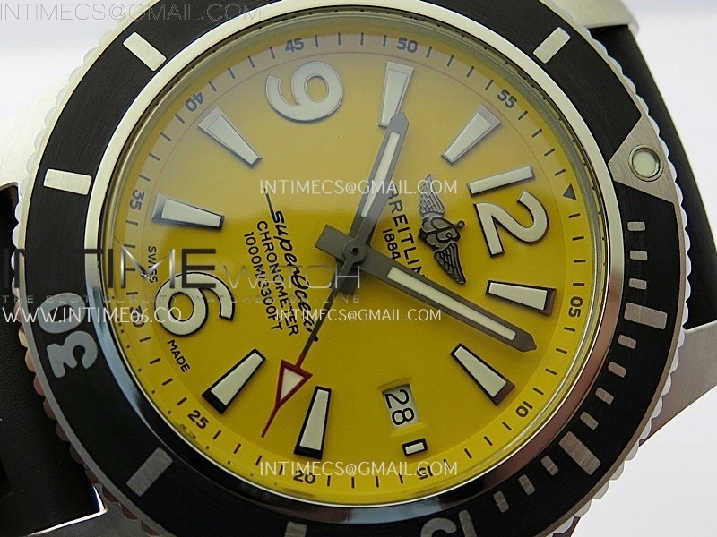 SuperOcean Automatic 46mm TF 1:1 Best Edition Yellow Dial on Black Rubber Strap A2824