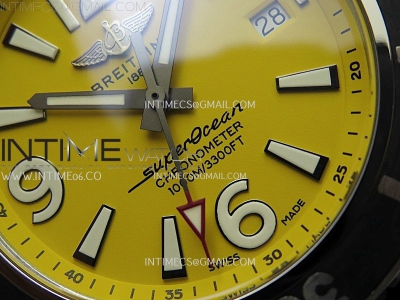SuperOcean Automatic 46mm TF 1:1 Best Edition Yellow Dial on Black Rubber Strap A2824