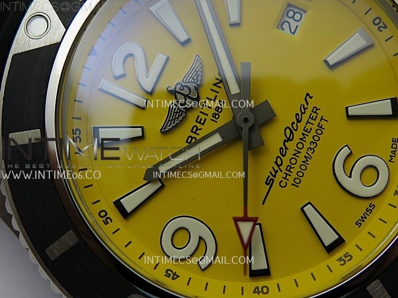 SuperOcean Automatic 46mm TF 1:1 Best Edition Yellow Dial on Black Rubber Strap A2824