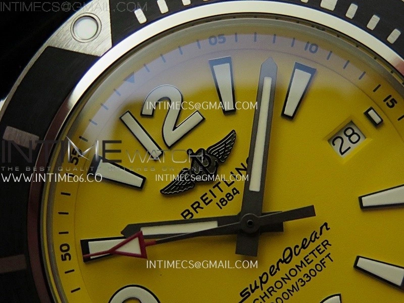 SuperOcean Automatic 46mm TF 1:1 Best Edition Yellow Dial on Black Rubber Strap A2824