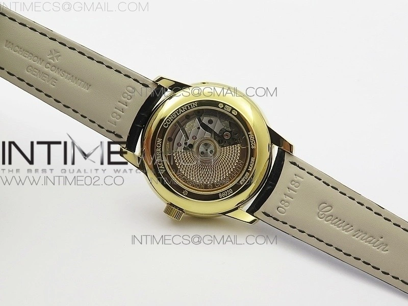 Patrimony Retrograde Date Moon Phases YG GS Best Edition Black Dial on Black Leather Strap A2460