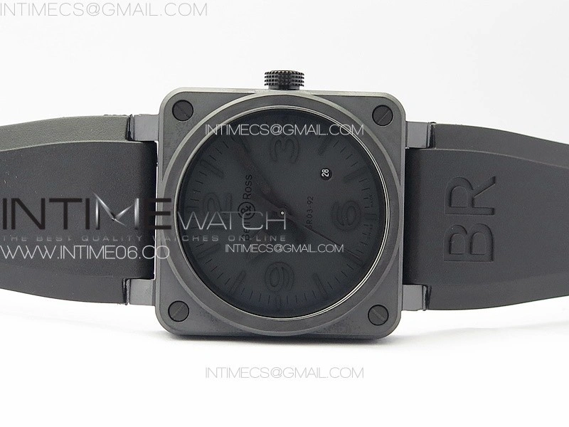 BR 03-92 Real Ceramic 1:1 Best Edition Black Dial Black Markers on Black Rubber Strap MIYOTA 9015