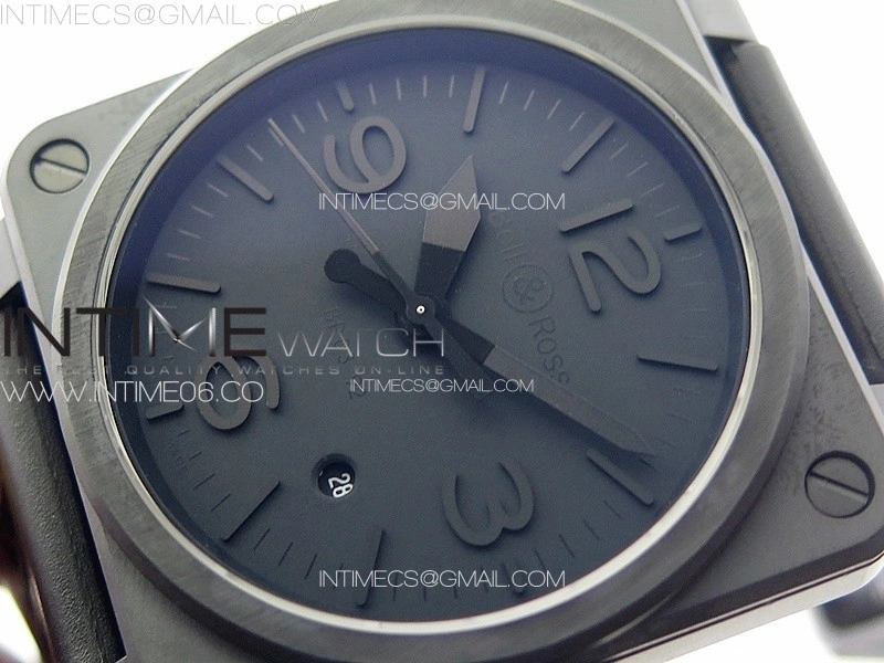BR 03-92 Real Ceramic 1:1 Best Edition Black Dial Black Markers on Black Rubber Strap MIYOTA 9015