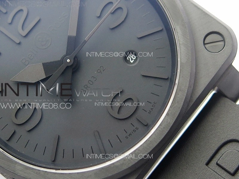 BR 03-92 Real Ceramic 1:1 Best Edition Black Dial Black Markers on Black Rubber Strap MIYOTA 9015