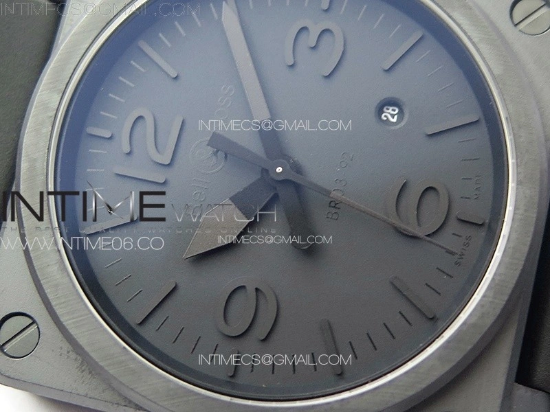 BR 03-92 Real Ceramic 1:1 Best Edition Black Dial Black Markers on Black Rubber Strap MIYOTA 9015