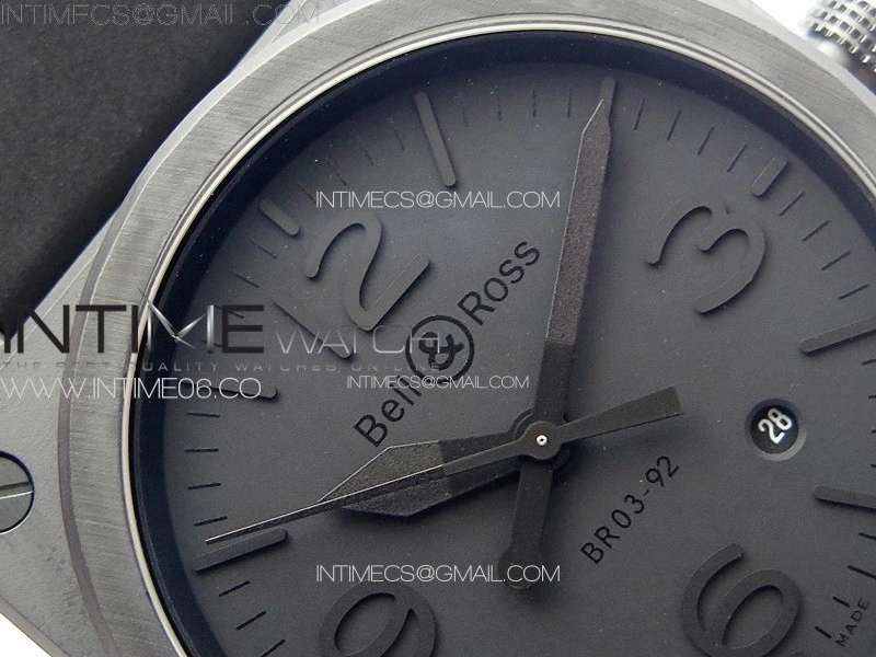 BR 03-92 Real Ceramic 1:1 Best Edition Black Dial Black Markers on Black Rubber Strap MIYOTA 9015