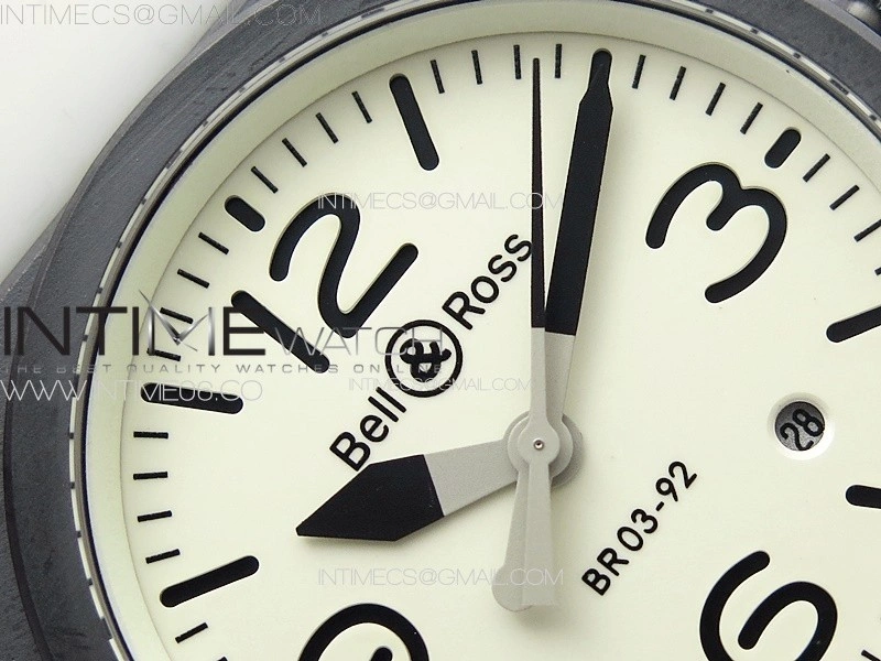 BR 03-92 Real Ceramic 1:1 Best Edition White Dial Black Markers on White Rubber Strap MIYOTA 9015