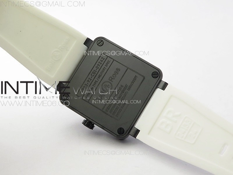 BR 03-92 Real Ceramic 1:1 Best Edition White Dial Black Markers on White Rubber Strap MIYOTA 9015