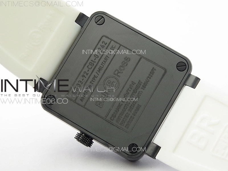BR 03-92 Real Ceramic 1:1 Best Edition White Dial Black Markers on White Rubber Strap MIYOTA 9015