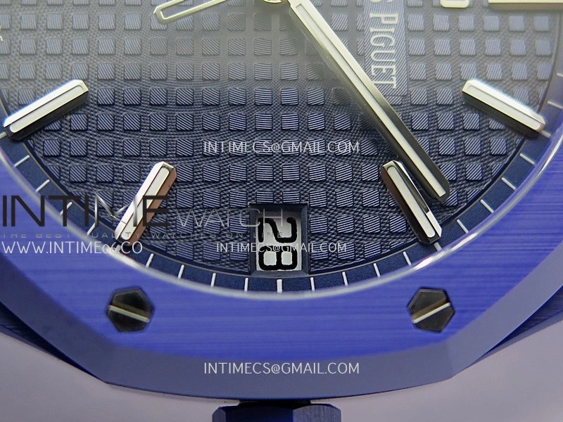 Royal Oak 15500 Blue Ceramic APSF 1:1 Best Edition Blue Dial On Blue Ceramic Bracelet SA4302 Super Clone