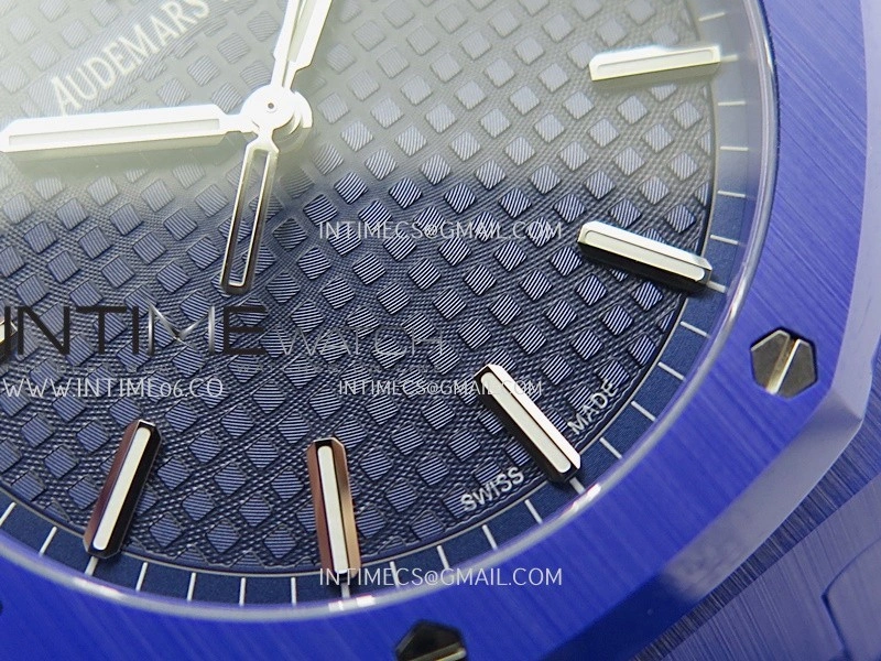 Royal Oak 15500 Blue Ceramic APSF 1:1 Best Edition Blue Dial On Blue Ceramic Bracelet SA4302 Super Clone