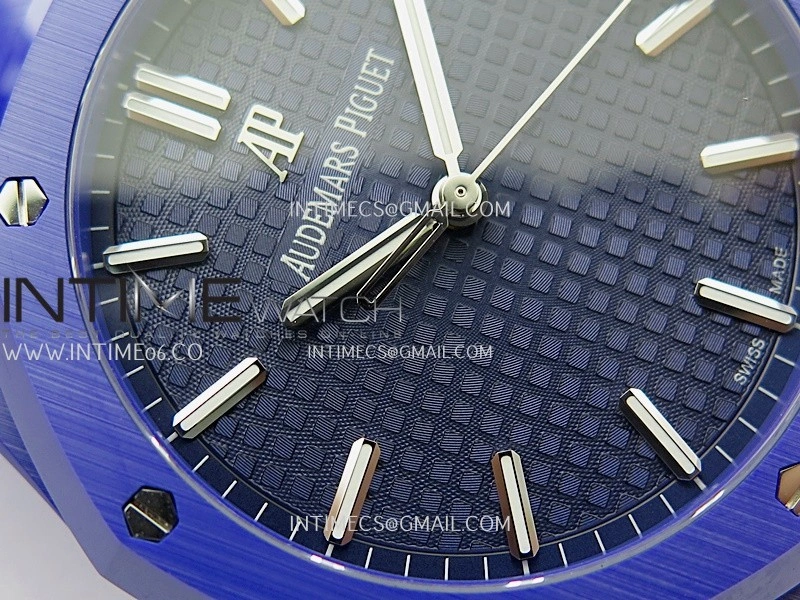 Royal Oak 15500 Blue Ceramic APSF 1:1 Best Edition Blue Dial On Blue Ceramic Bracelet SA4302 Super Clone