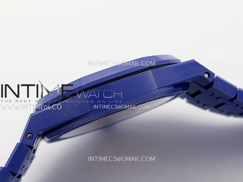 Royal Oak 15500 Blue Ceramic APSF 1:1 Best Edition Blue Dial On Blue Ceramic Bracelet SA4302 Super Clone
