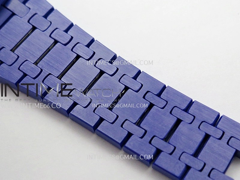 Royal Oak 15500 Blue Ceramic APSF 1:1 Best Edition Blue Dial On Blue Ceramic Bracelet SA4302 Super Clone