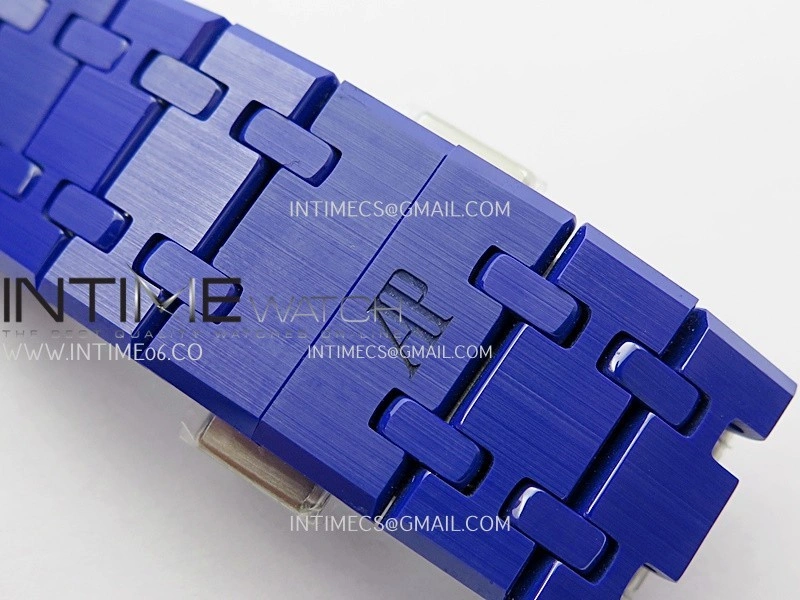 Royal Oak 15500 Blue Ceramic APSF 1:1 Best Edition Blue Dial On Blue Ceramic Bracelet SA4302 Super Clone